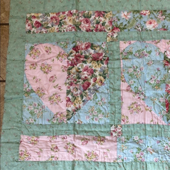 Vintage Rosevilla Pink and Green King Size Patchwork Pillow Sham - Picture 2 of 7